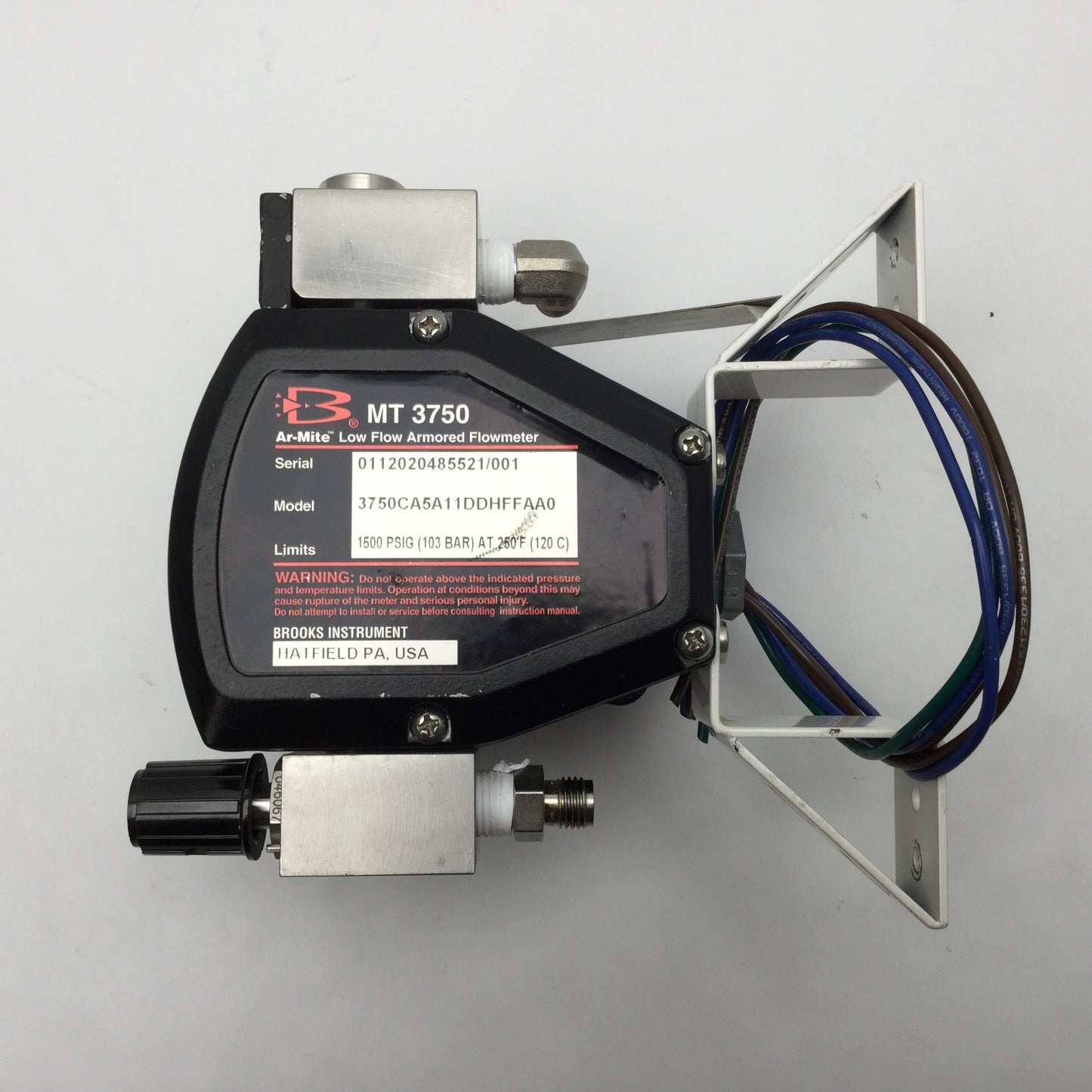 Used Brooks Instrument MT 3750C Ar-Mite Low Flow Armored Flowmeter 1500 PSIG at 250°F