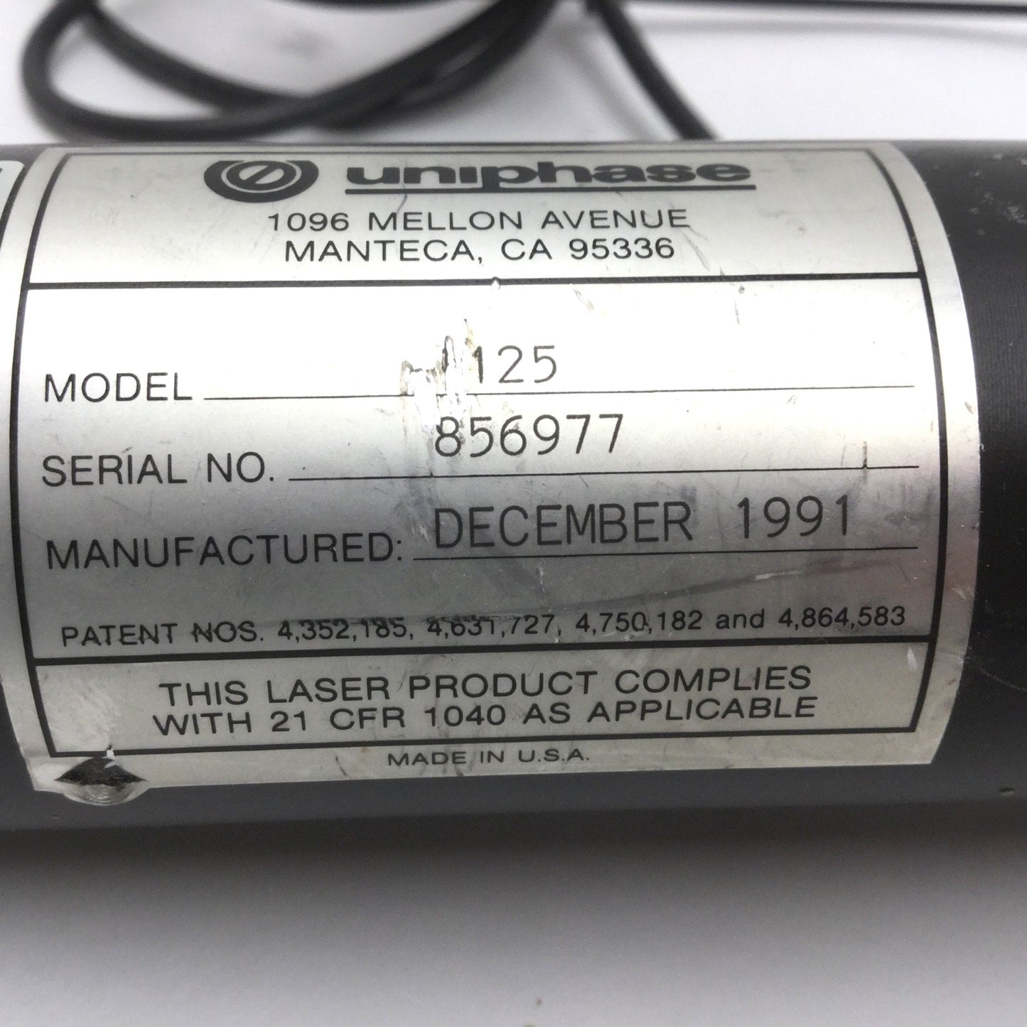 For parts or not working Uniphase Model 1125 Self-Contained Helium Neon Laser 10mW *For Parts*