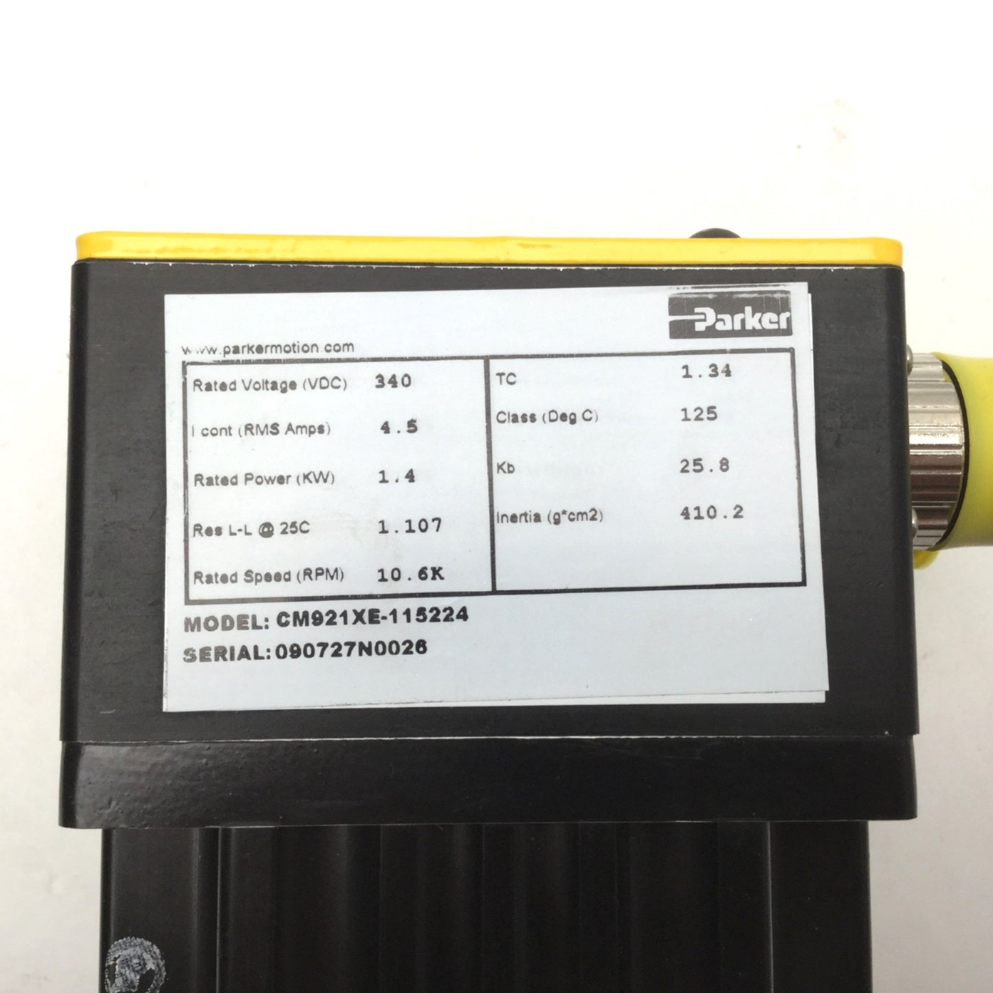 Seller refurbished Parker CM921XE-115224 CNC Spindle Motor 340VDC, 1.4KW, 10,600 RPM, J1 Taper