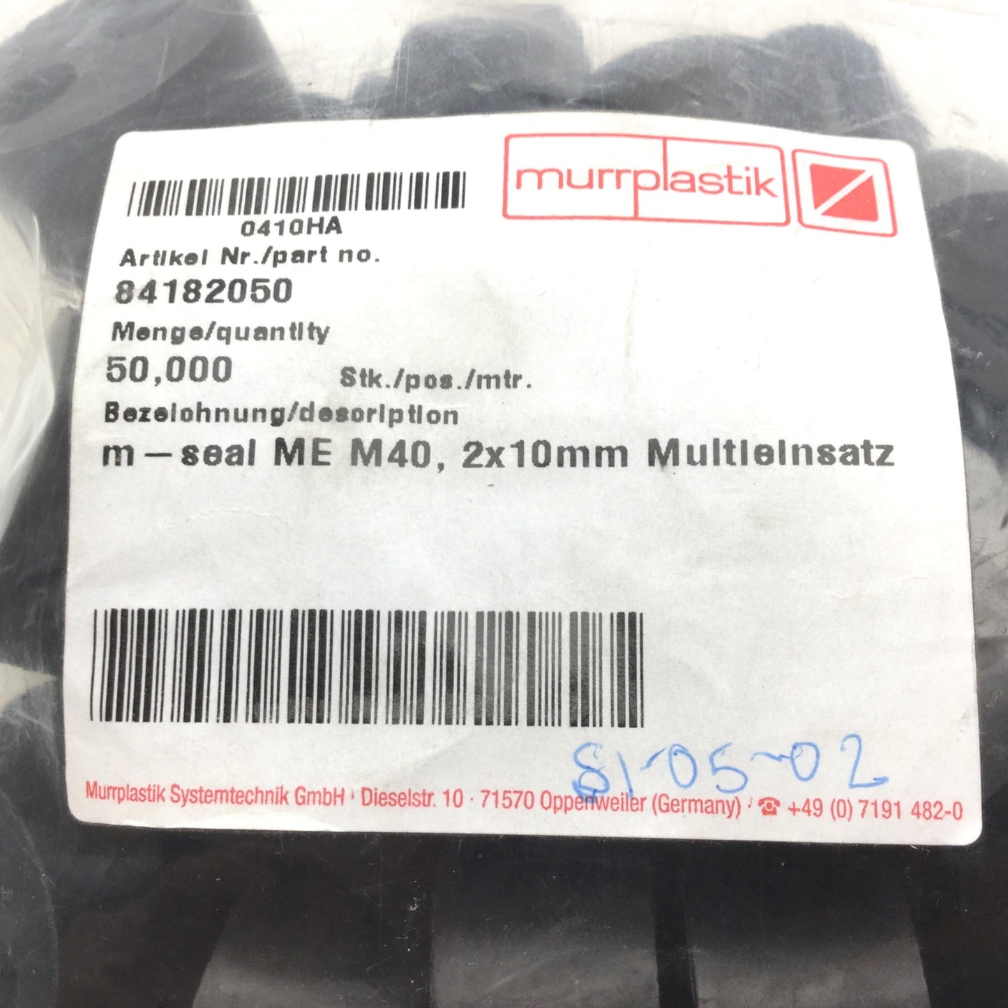 New Lot of 50 New Murrplastik 84182050 Multi-Insert M-Seals, ME M40, 2x10mm