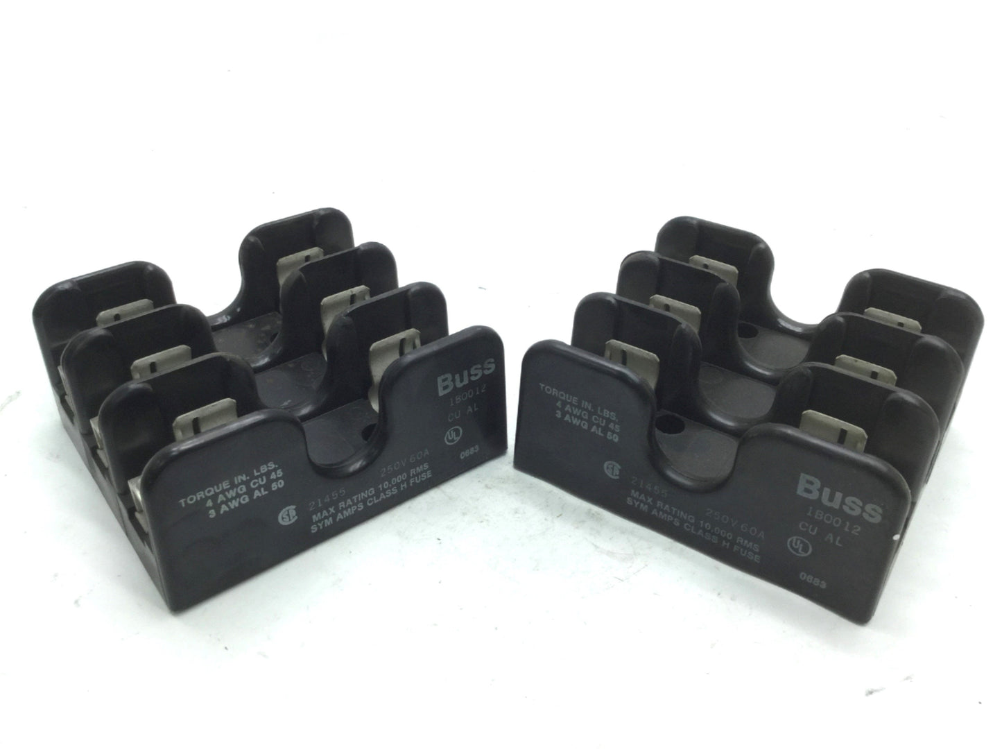 Used Lot of 2 BUSS 1B0012 Fuse Holders 3-Pole 60 Amp 250VAC