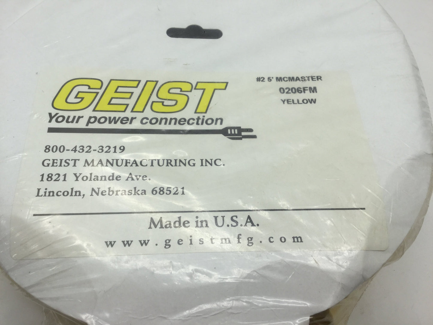 New Geist Manufacturing 0206FM Yellow Layflat Floor Cord Cover 5'