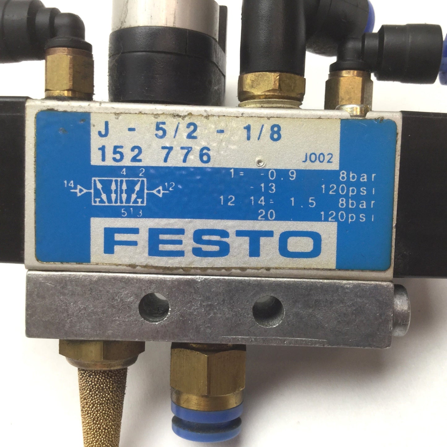 Used Festo J-5/2-1/8 Pneumatic Pilot Valve, With PPL-1/8 Signal Generator, G1/8