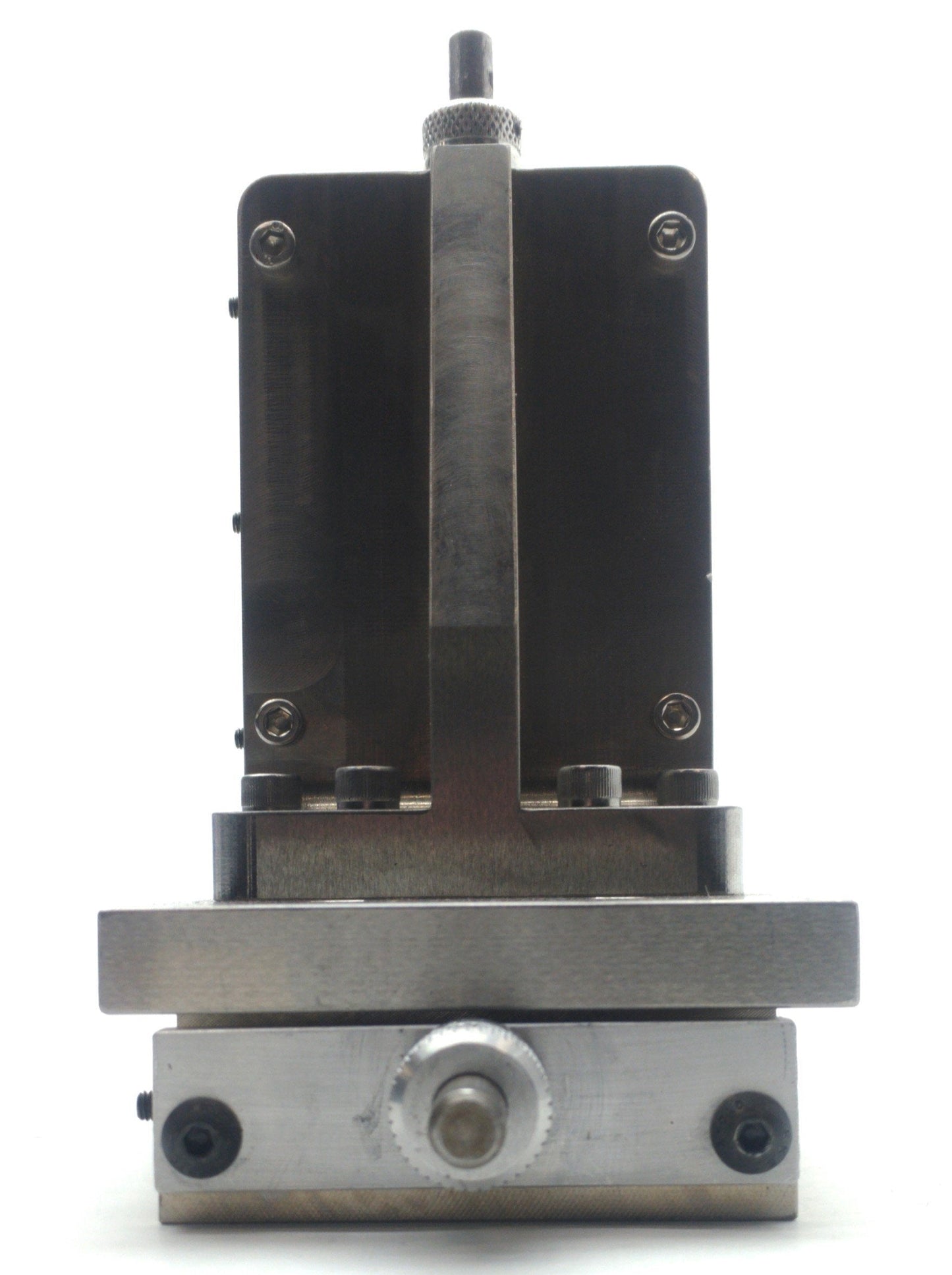 Used Dovetail Manual Positioner 2-Axis 3 x 3" Stage 1 1/2"Travel 40TPI 7.5 x 5 x 3.5"