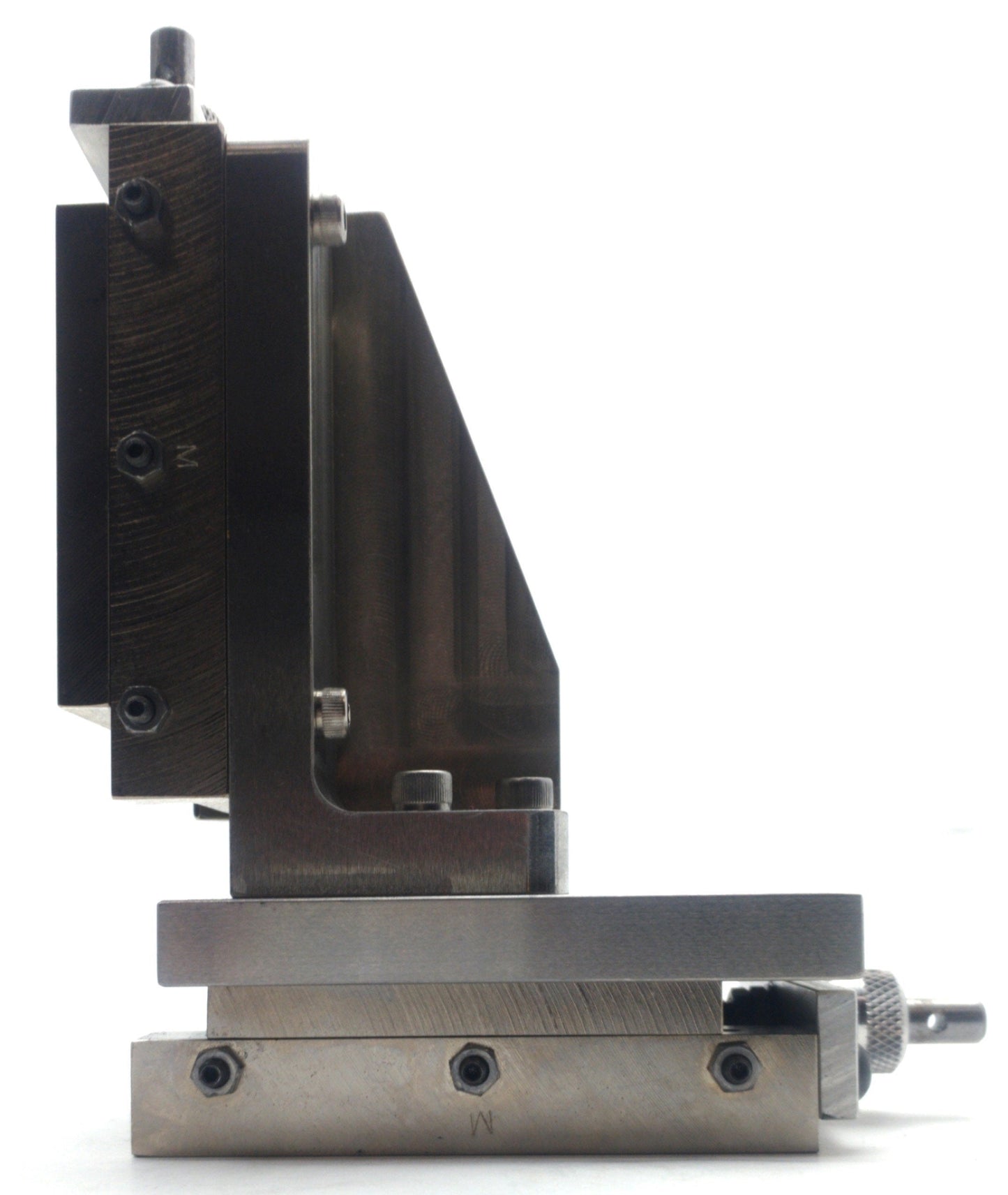 Used Dovetail Manual Positioner 2-Axis 3 x 3" Stage 1 1/2"Travel 40TPI 7.5 x 5 x 3.5"