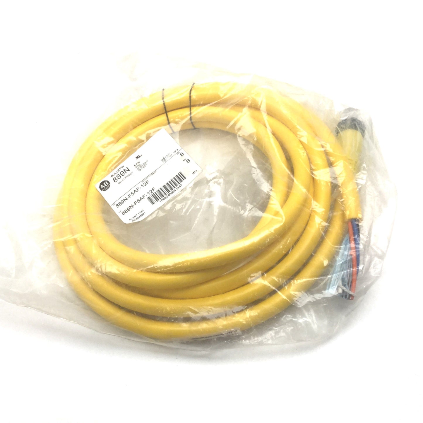 New Allen Bradley 889N-F5AF-12F Quick Disconnect Cordset, Length: 12ft, 5-Pin Female