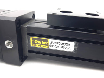 Used Parker LP28T0080D03 PROmech Mini Linear Positioner Actuator 80mm Stroke w/ Motor