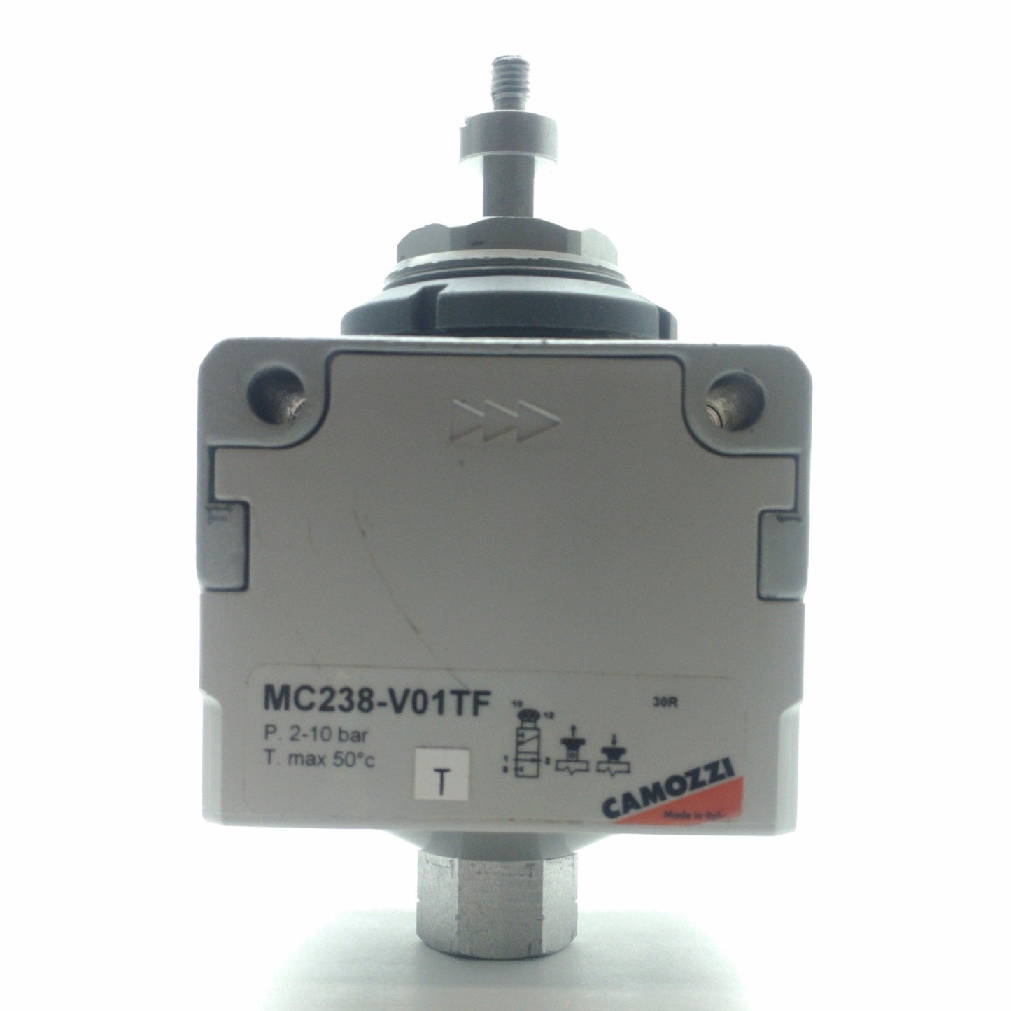 Used CAMOZZI MC238-V01TF Lock-out/Tag-out Valve, 3-Way, 3/8"NPT 1/4"NPT, 232PSI