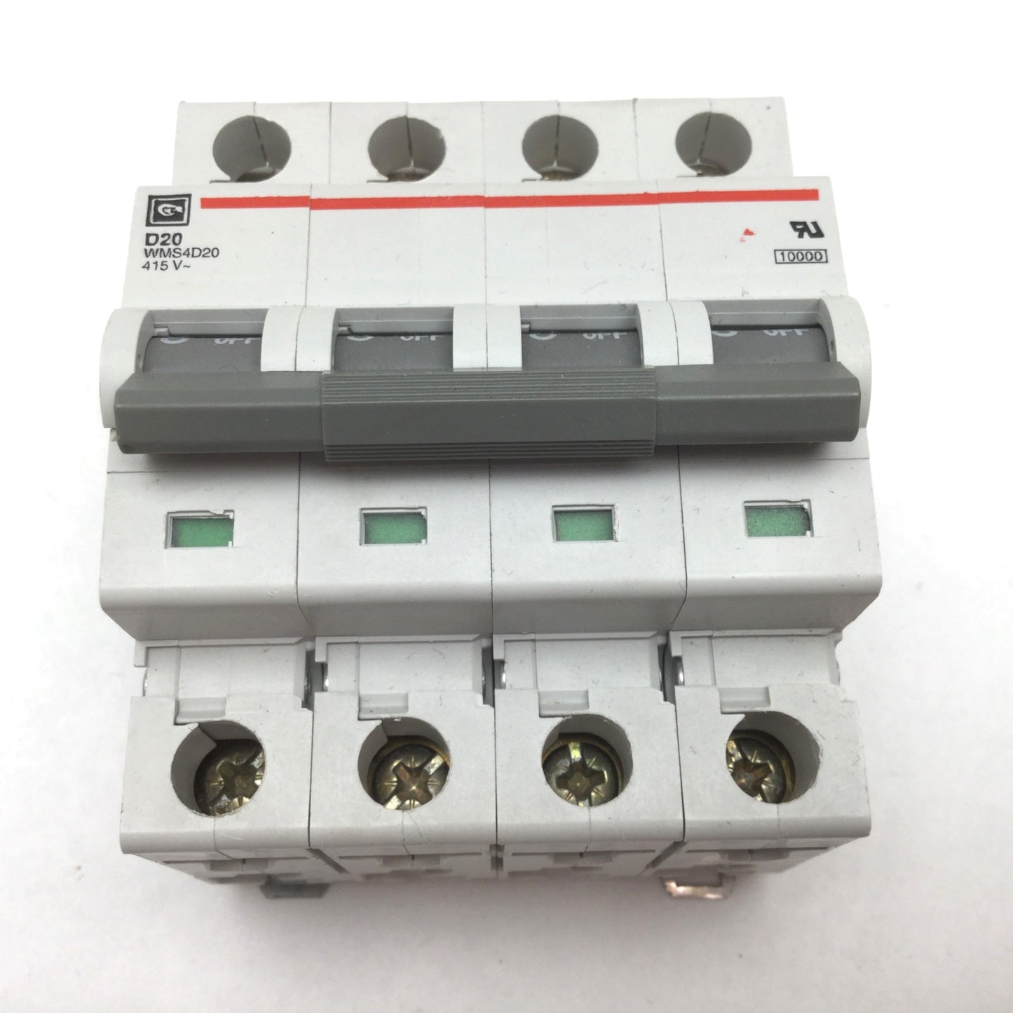 Used Cutler Hammer WMS4D20 Circuit Breaker, 4-Pole, D-Curve, Rating: 20A 415VAC
