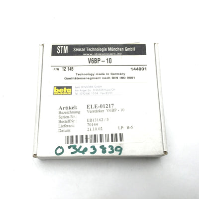 New STM V6BP-10 Adjustable Photoelectric Sensor Amplifier, 4-Wire, 10-30VDC, 200mA