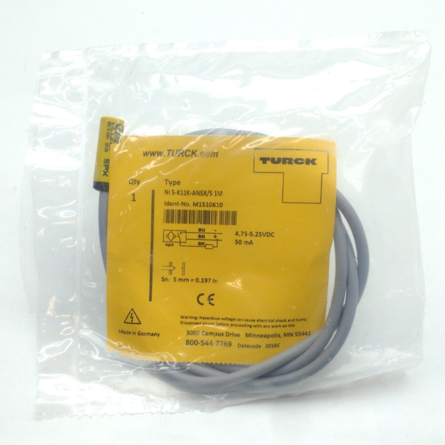 New Turck Ni5-K11K-AN5X/5 Proximity Sensor, 5mm Range, NPN NO, 11mm Barrel, 5VDC
