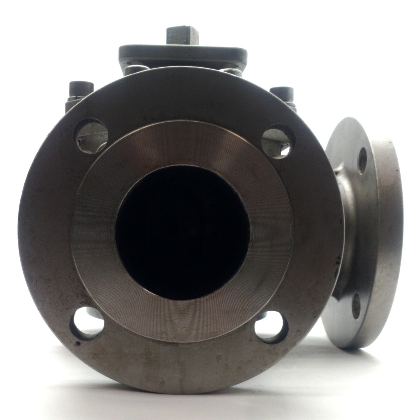 For parts or not working Flow-Tek MPF150 Flanged 3-Way Ball Valve, 3" Flange, 250PSI, Stainless *Ceased*