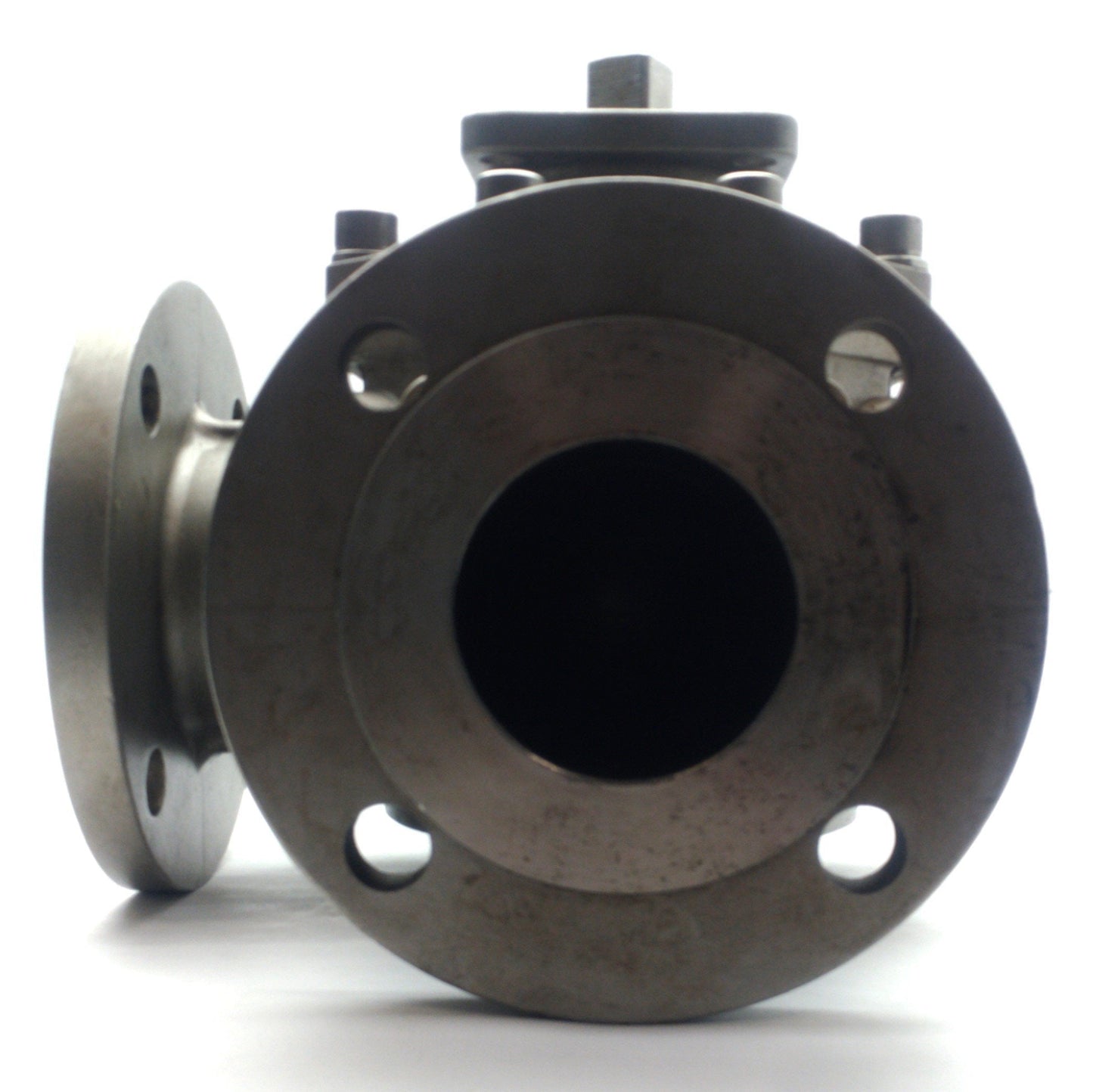 For parts or not working Flow-Tek MPF150 Flanged 3-Way Ball Valve, 3" Flange, 250PSI, Stainless *Ceased*