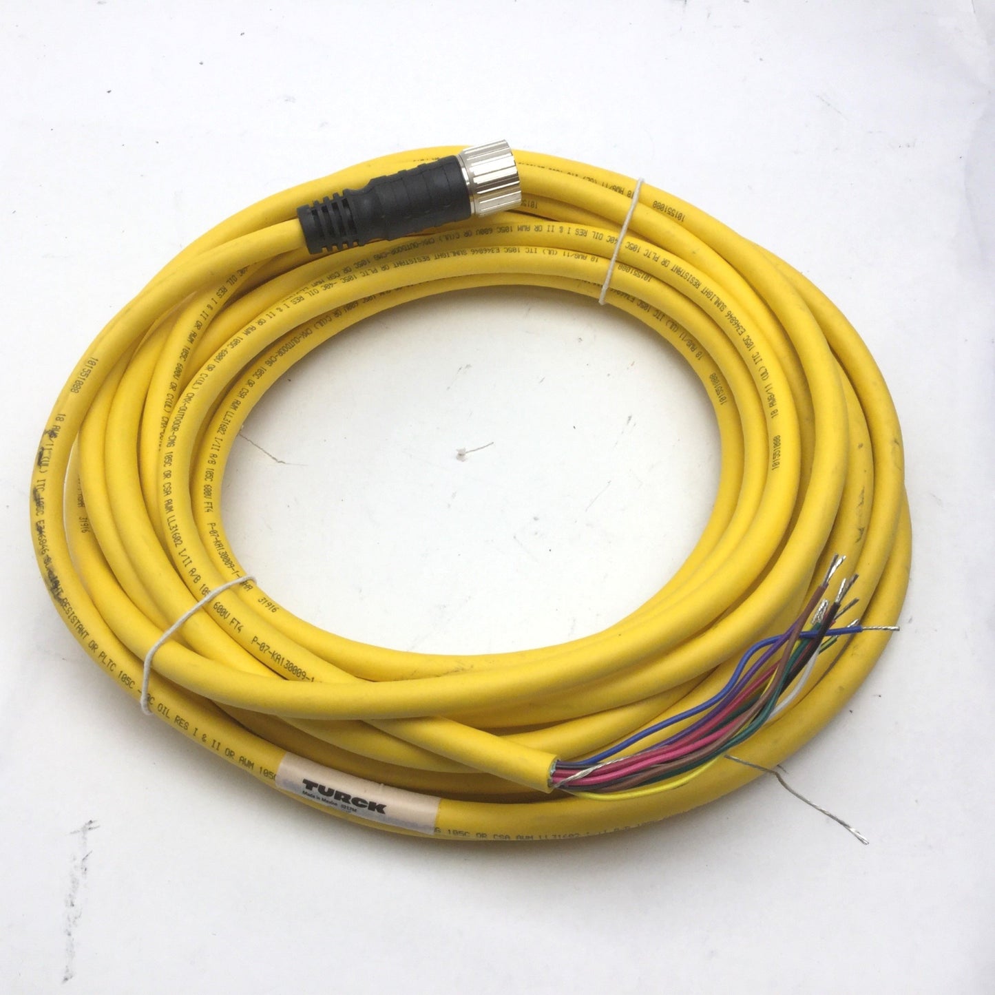 Used Turck CSM 12-11-10 Cordset Cable M23 12-Pin Male to Flying Leads, Length: 10m