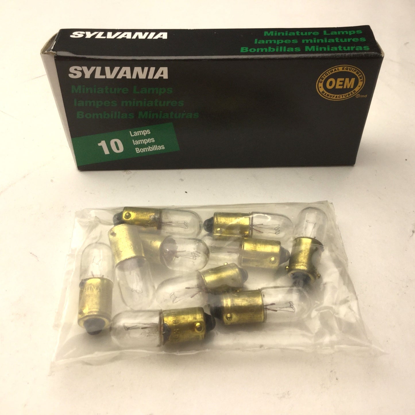 New Box of 10 New Sylvania 756 Miniature Incandescent Lamps, Voltage: 14V, 0.08A