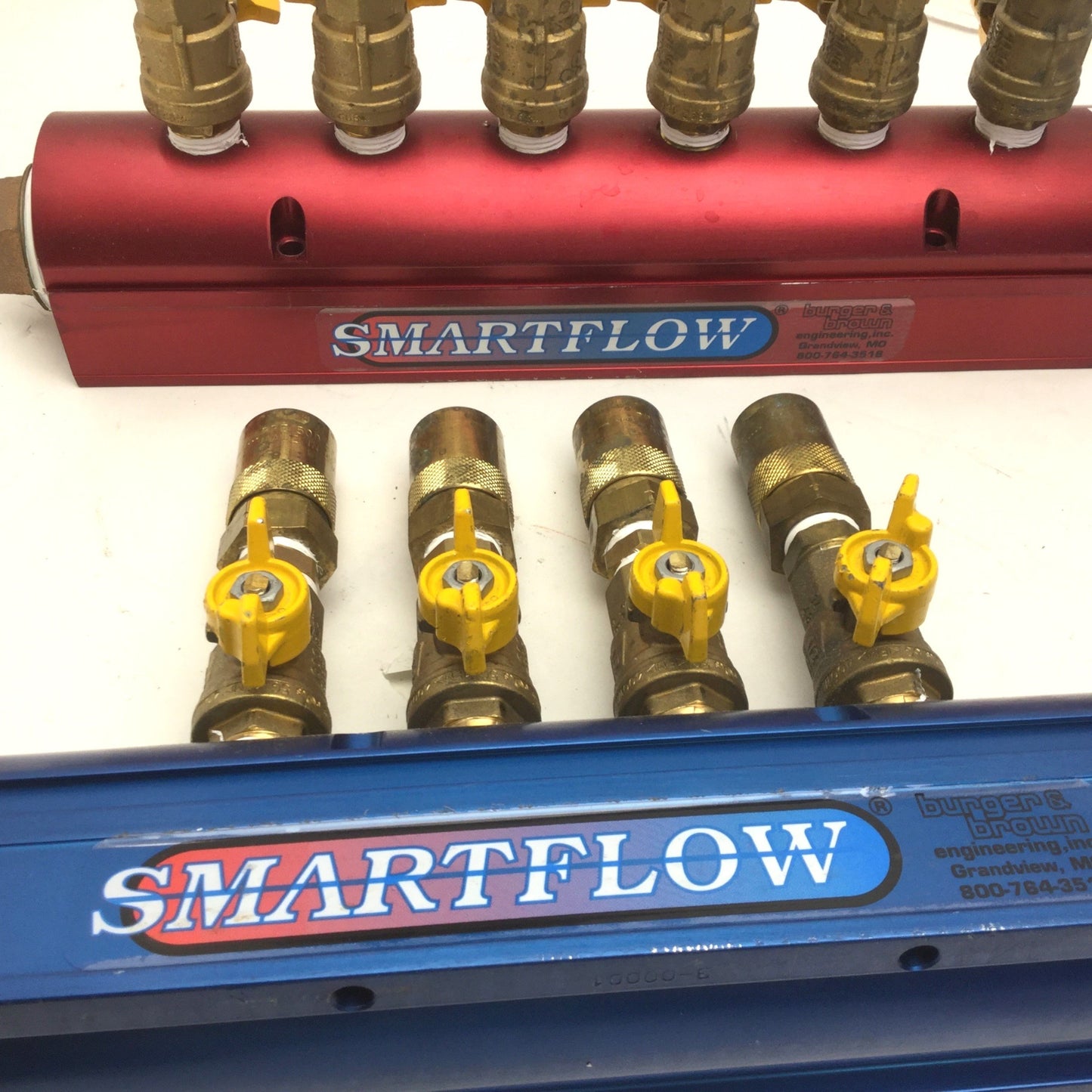 Used Burger & Brown Smartflow Hot & Cold 1-1/2" Aluminum Manifolds, 1/2" Ports