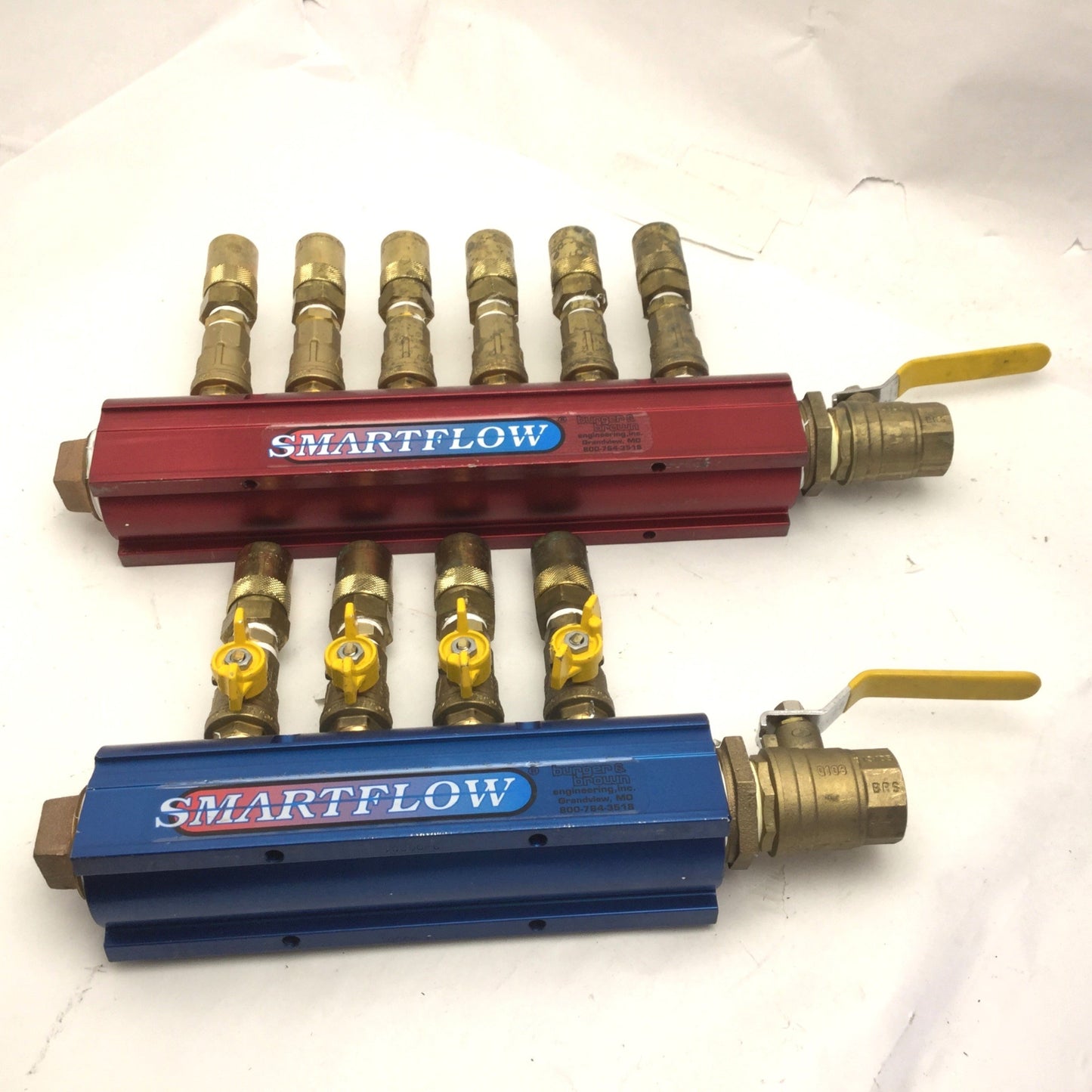 Used Burger & Brown Smartflow Hot & Cold 1-1/2" Aluminum Manifolds, 1/2" Ports