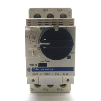 Used Telemecanique GV2-P08H7 Motor Starter/Breaker, 2,5-4A, 3-Pole, 480VAC