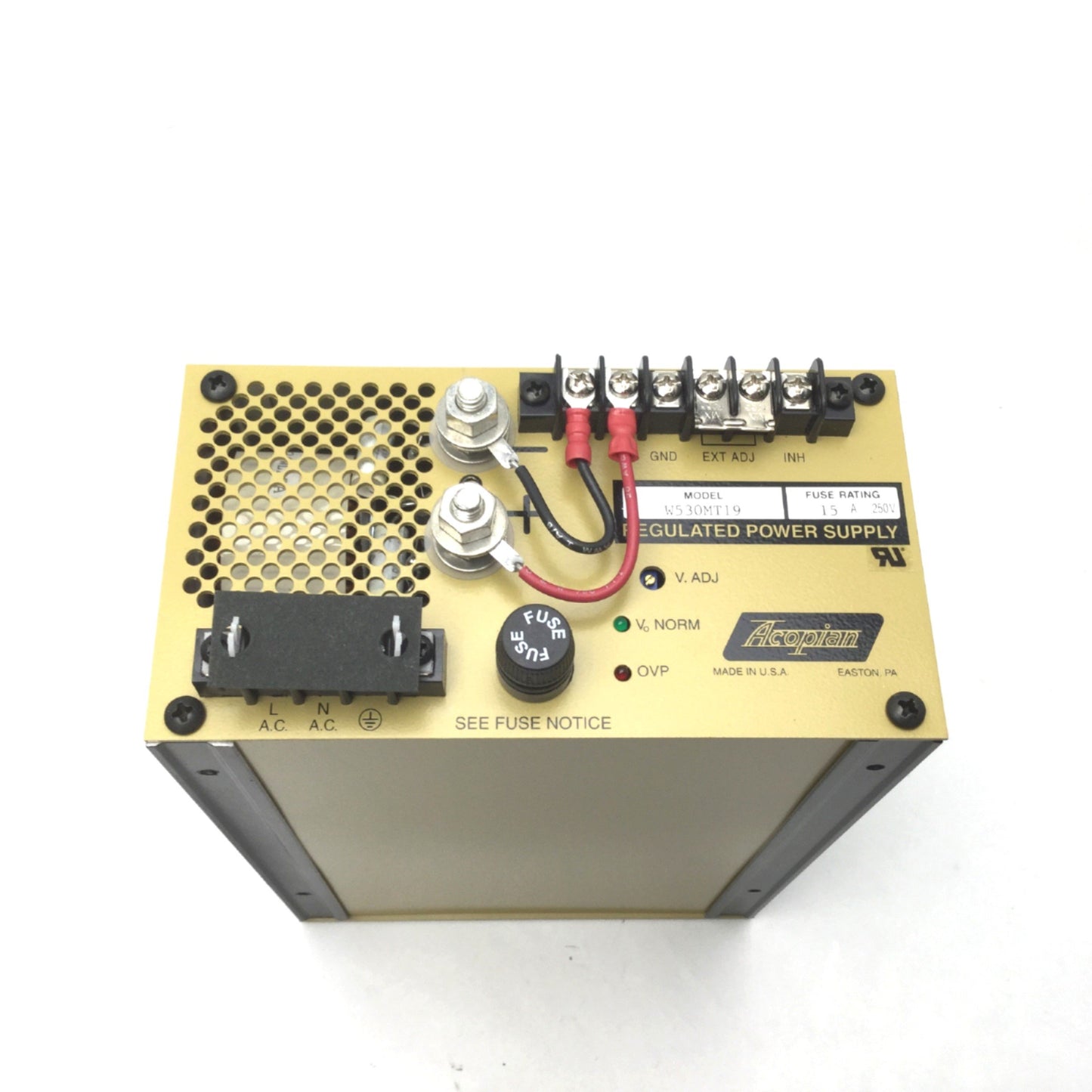 New Acopian W530MT19 Wide Adjust Regulated Switching Mode Power Supply 5-30VDC 19A