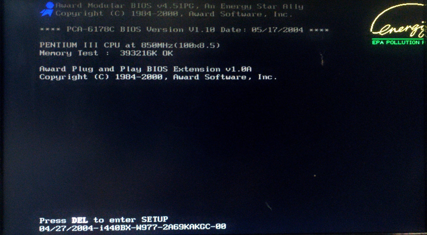 Used Advantech PCA-6178VE Single Board Computer, Intel P3 850MHz, 512MB RAM *Bad Fan*