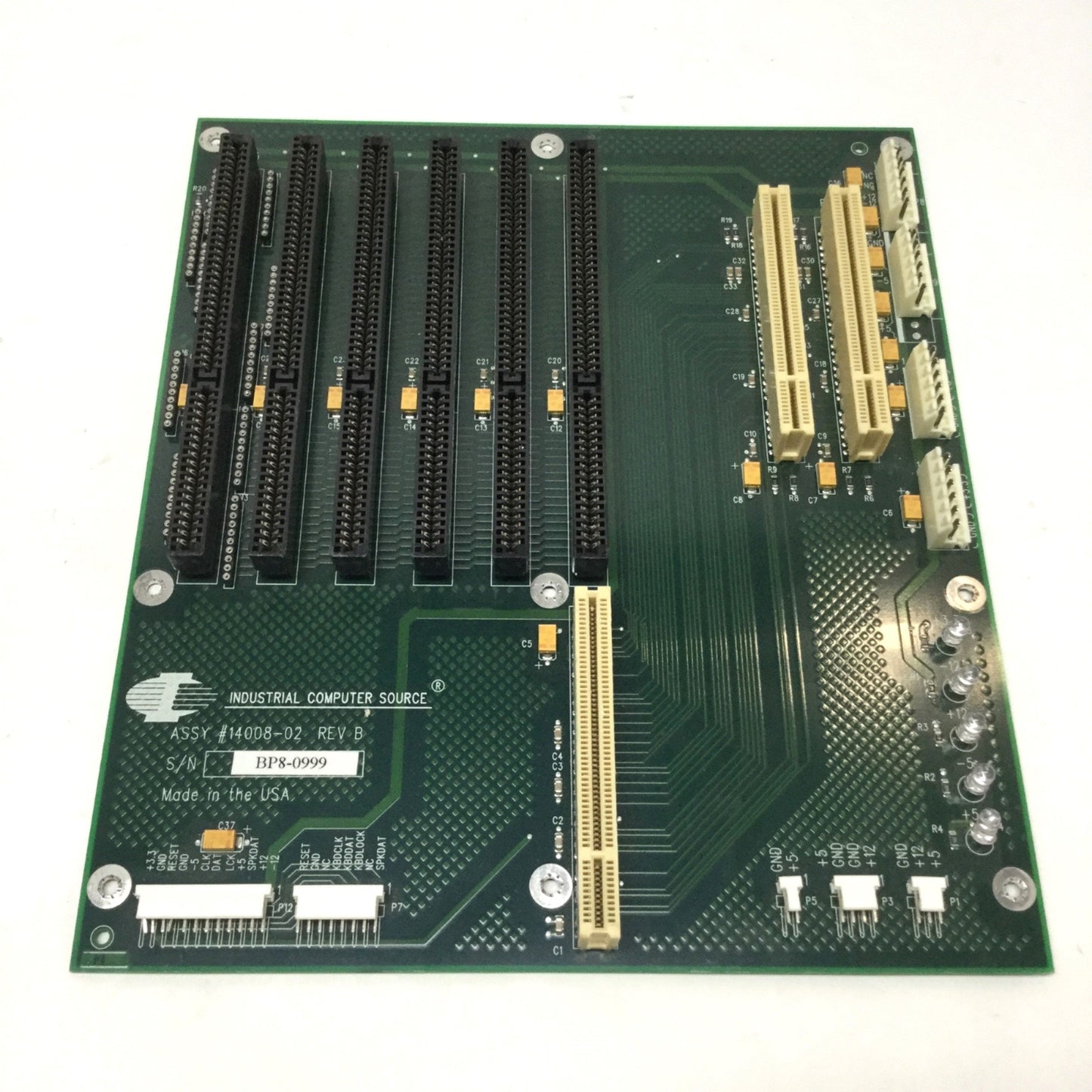 Used ICS 14008-02 Industrial Single Computer Backplane AT, 5x ISA, 2x PCI, PICMG 1.0