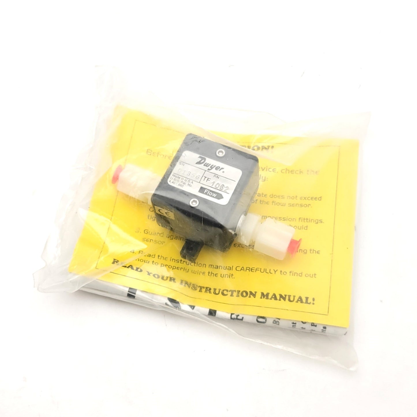 New Dwyer TF1062 Turbine Liquid Flow Meter, Range: 1-10 GPH, 3/8" O.D, 12VDC