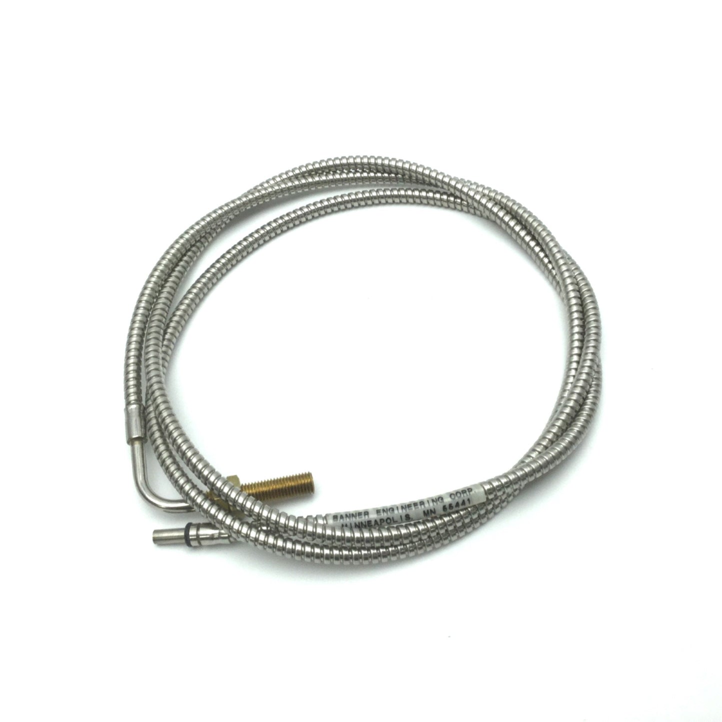 New Banner Engineering IAT15S Glass Fiber Optic Cable Threaded 90ø, 1.6mm Dia, 5Ft