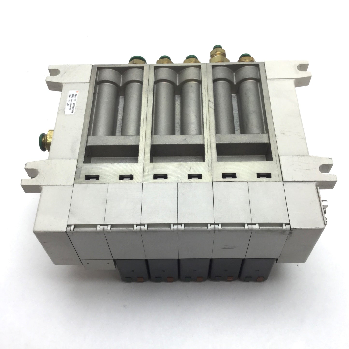 Used Bank of 4 SMC VQ4200-5 & 1 VQ4100-5 Solenoid Valve, 2-Position 5-Port, 24VDC