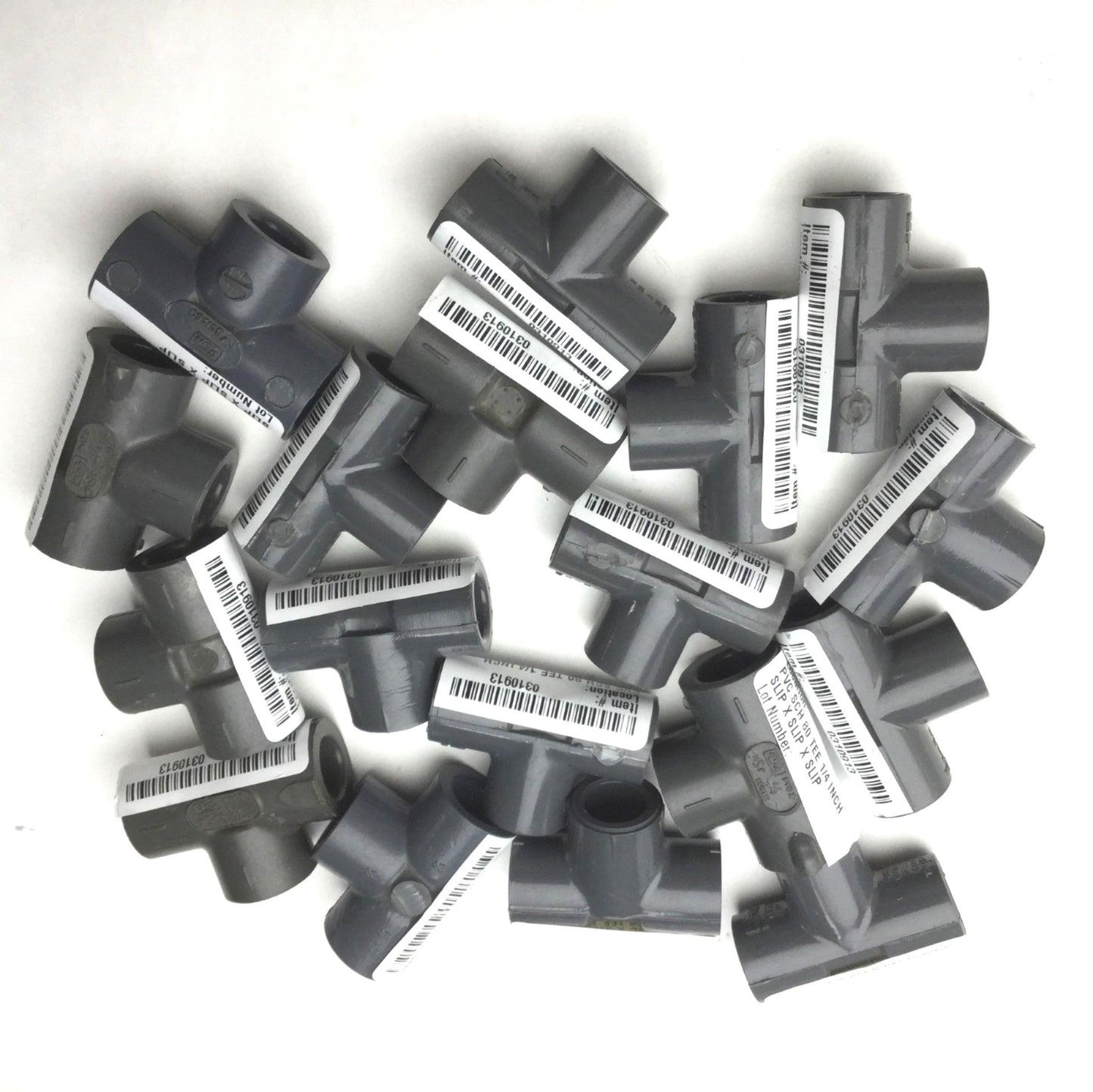 Used Lot of 18 PVC SCH 80 Tee, Size: 1/4" , Slip x Slip x Slip