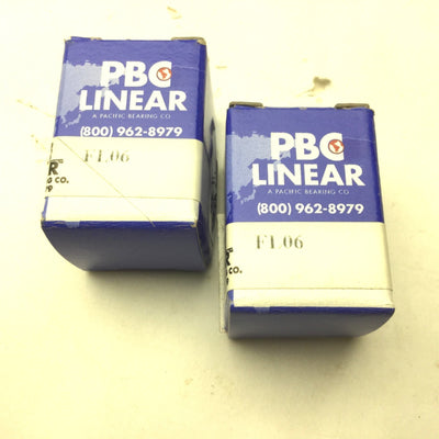 New Other Lot of 2 New PBC Linear FL06 Closed Linear Plain Bearing, ID: .375", OD: .625"