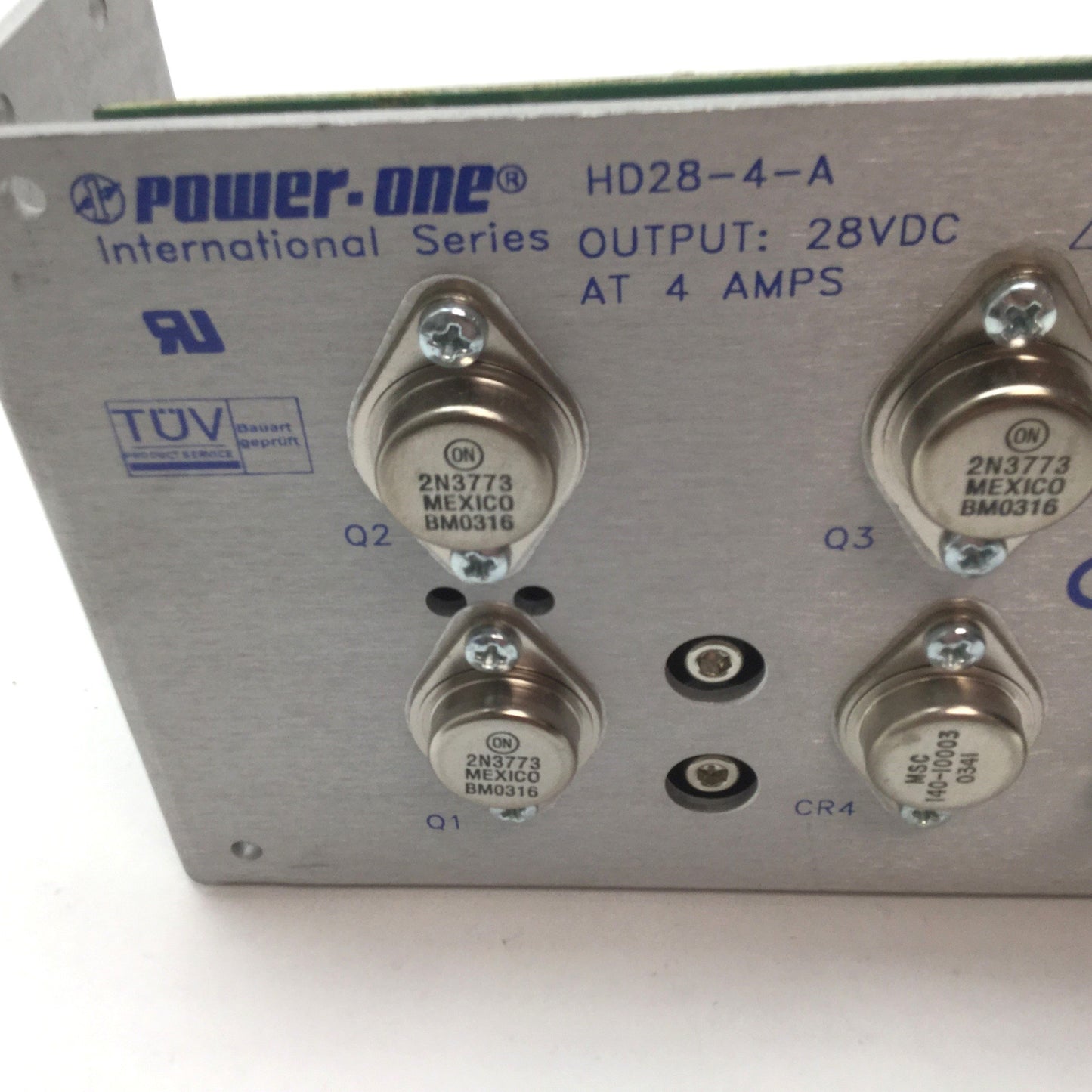 Used Power One HD28-4-A Power Supply, In: 100/120/220/230/240VAC 2/1A, Out: 28VDC 5A
