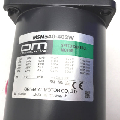 New Oriental Motor MSM540-402W Speed Control AC Motor 1PH Pinion Shaft 4.1lb-in