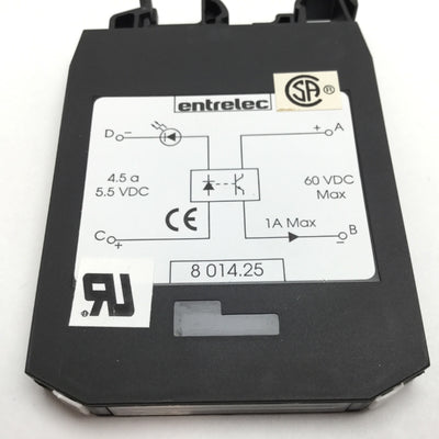 Used Lot of 3 Entrelec 8014.25 Optocoupler Modules, 4.5-5.5VDC In, 60VDC 1A Out