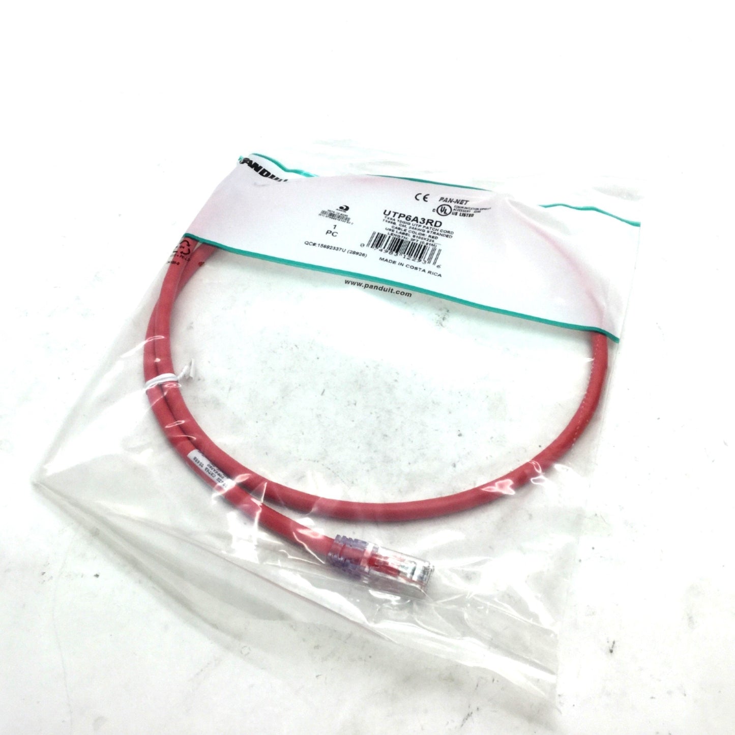 New Box of 10 New Panduit UTP6A3RD Patch Cords W/ MaTriX Tech 3' CAT 6A 10GB RED