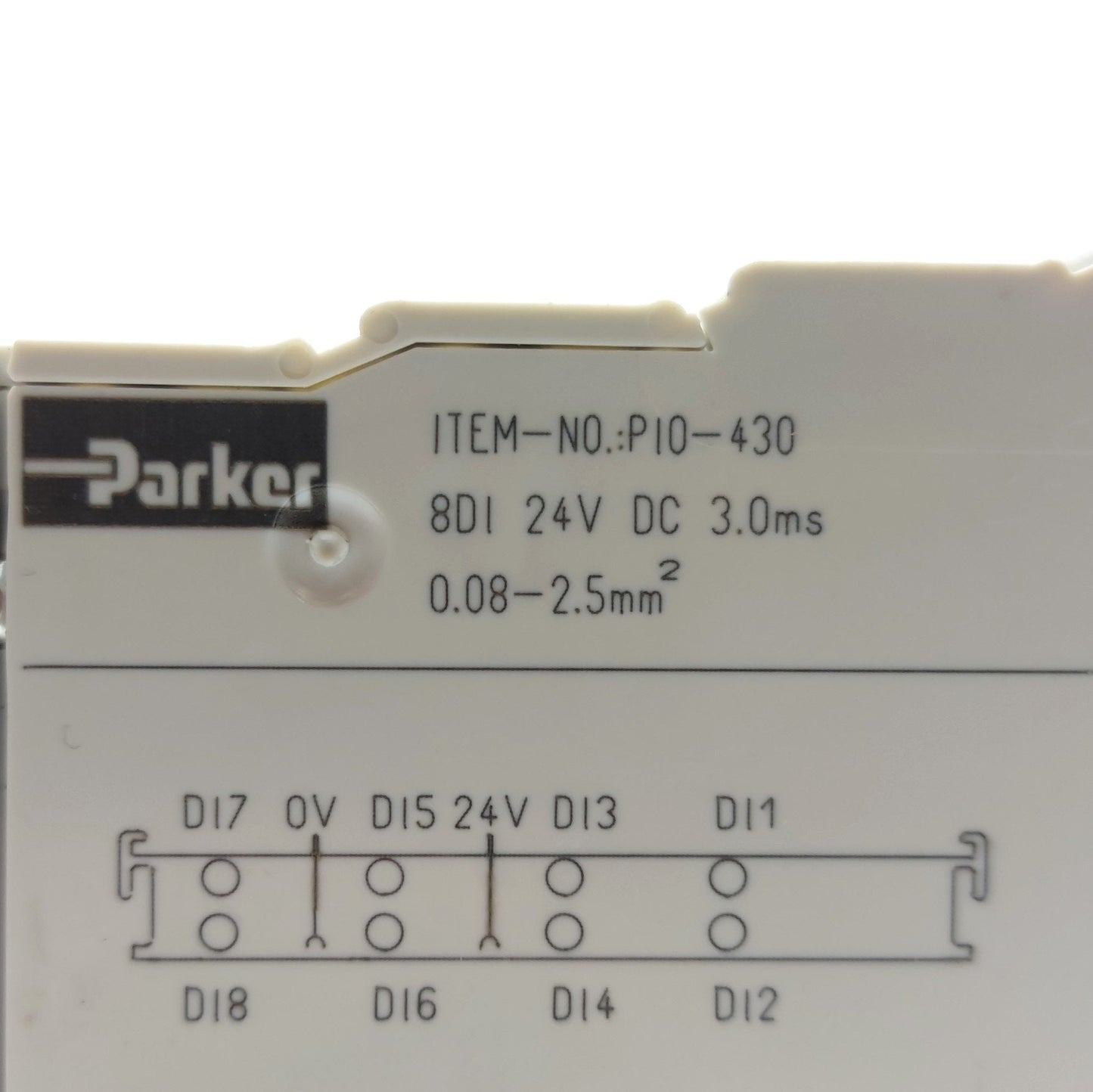 Used Parker PIO-430 Digital Input Module, 8 Inputs, CANopen, 24VDC 0.5A