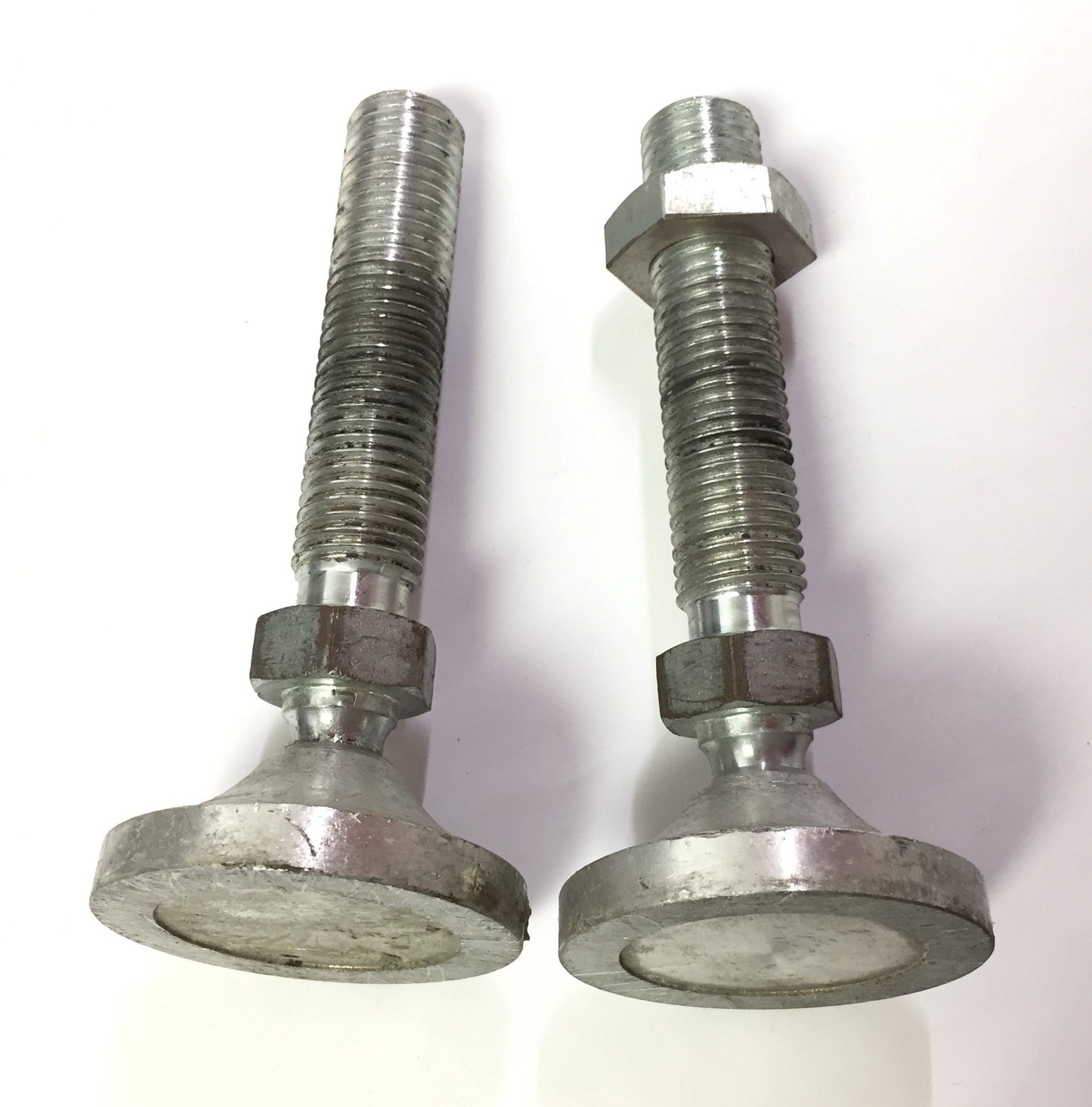 Used Lot of 2 Aluminum Leveling Feet Mounts Swivel Action Thread M24 x 3, Base 2-3/4"