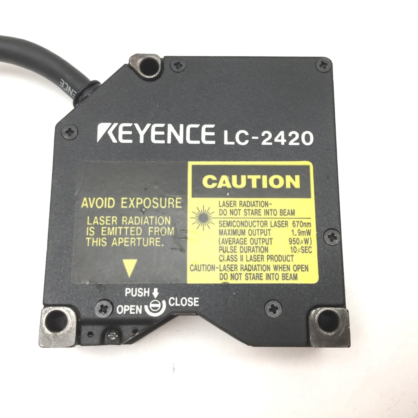 Used Keyence LC-2420 Reflective Laser Displacement Sensor Head, 1.9mW, 670nm