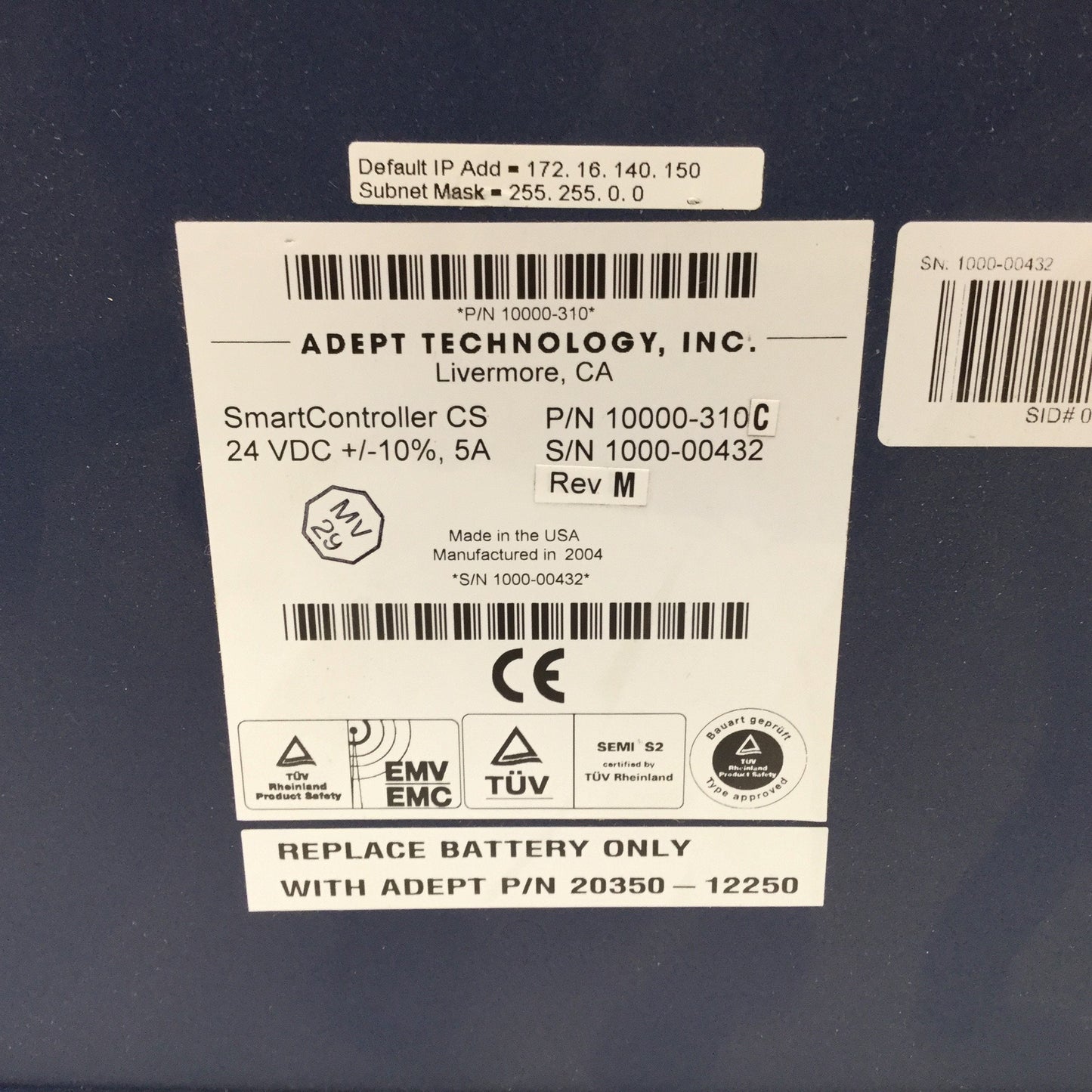 New Other Adept 10000-310 Rev M Robot Smart Controller CS, 24VDC 5A, SmartServo, DeviceNet