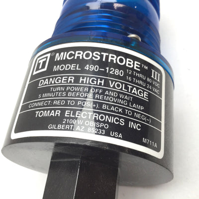 Used Tomar 490-1280 Microstrobe III Light, Voltage: 12-80VDC 16-24VAC, Color: Blue