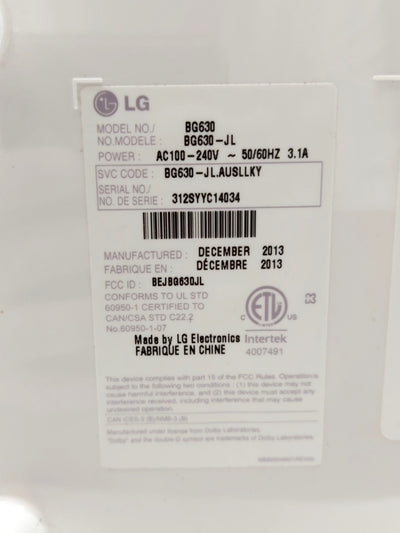 Used LG BG630 LCD Projector, 30-300", 1024 x 768, VGA, HDMI, WiFi, 100-240VAC