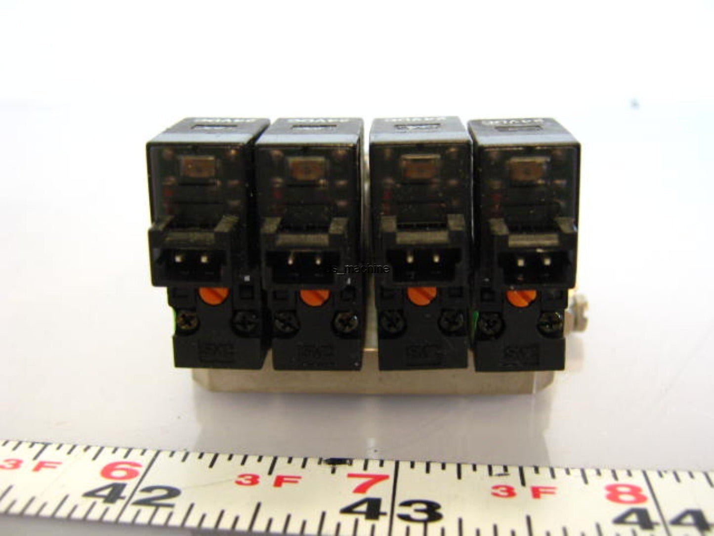 Used Bank of 4 SMC 10-VJ3123 Pneumatic Solenoid Valves