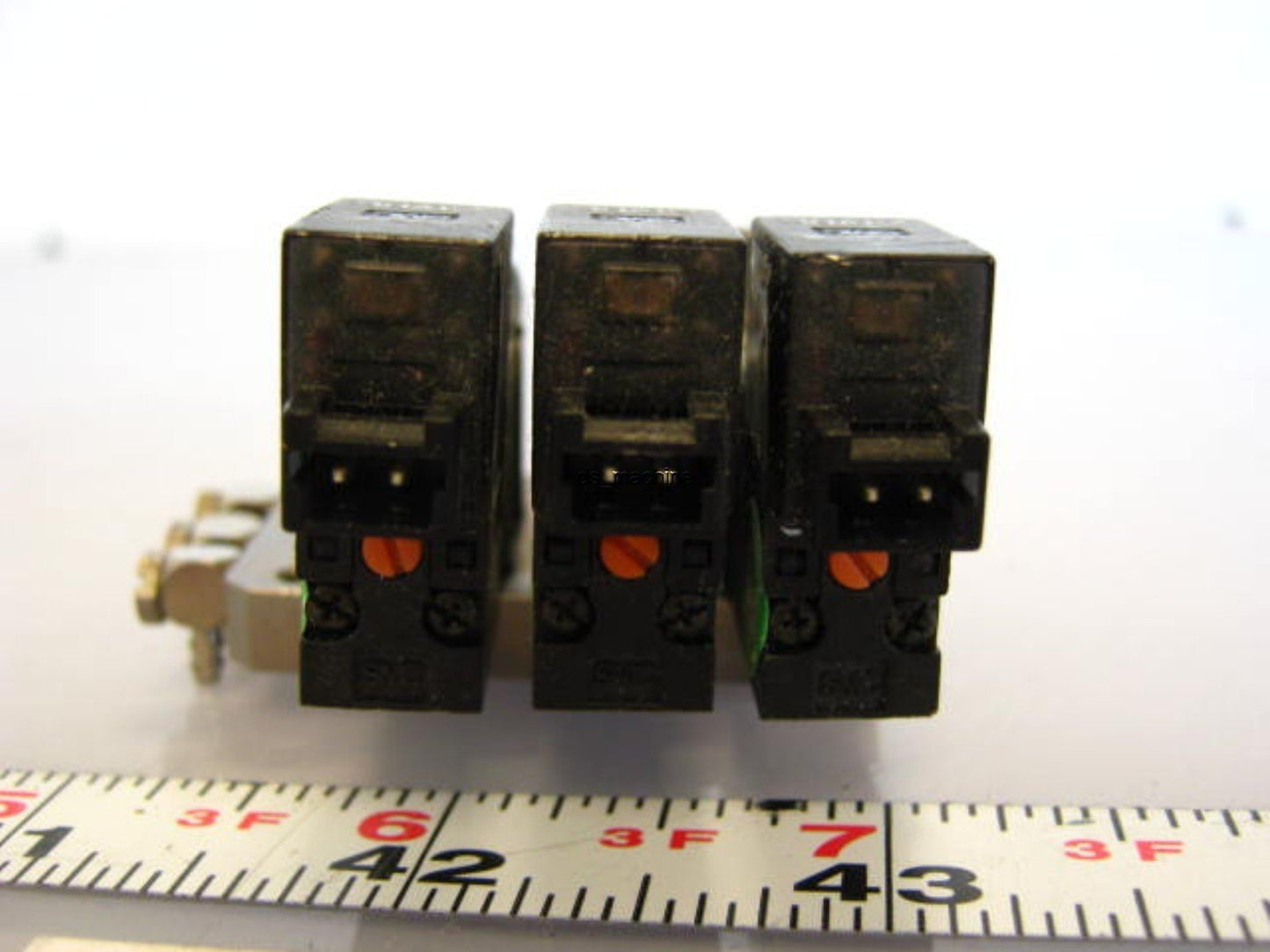 Used Bank of 3 SMC 10-VJ3123 Pneumatic Solenoid Valves