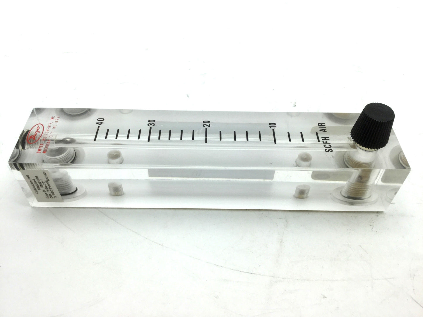 Used Dwyer VFB-52-BV Flow Meter 4" Scale 4-40 SCFH Air Brass Valve