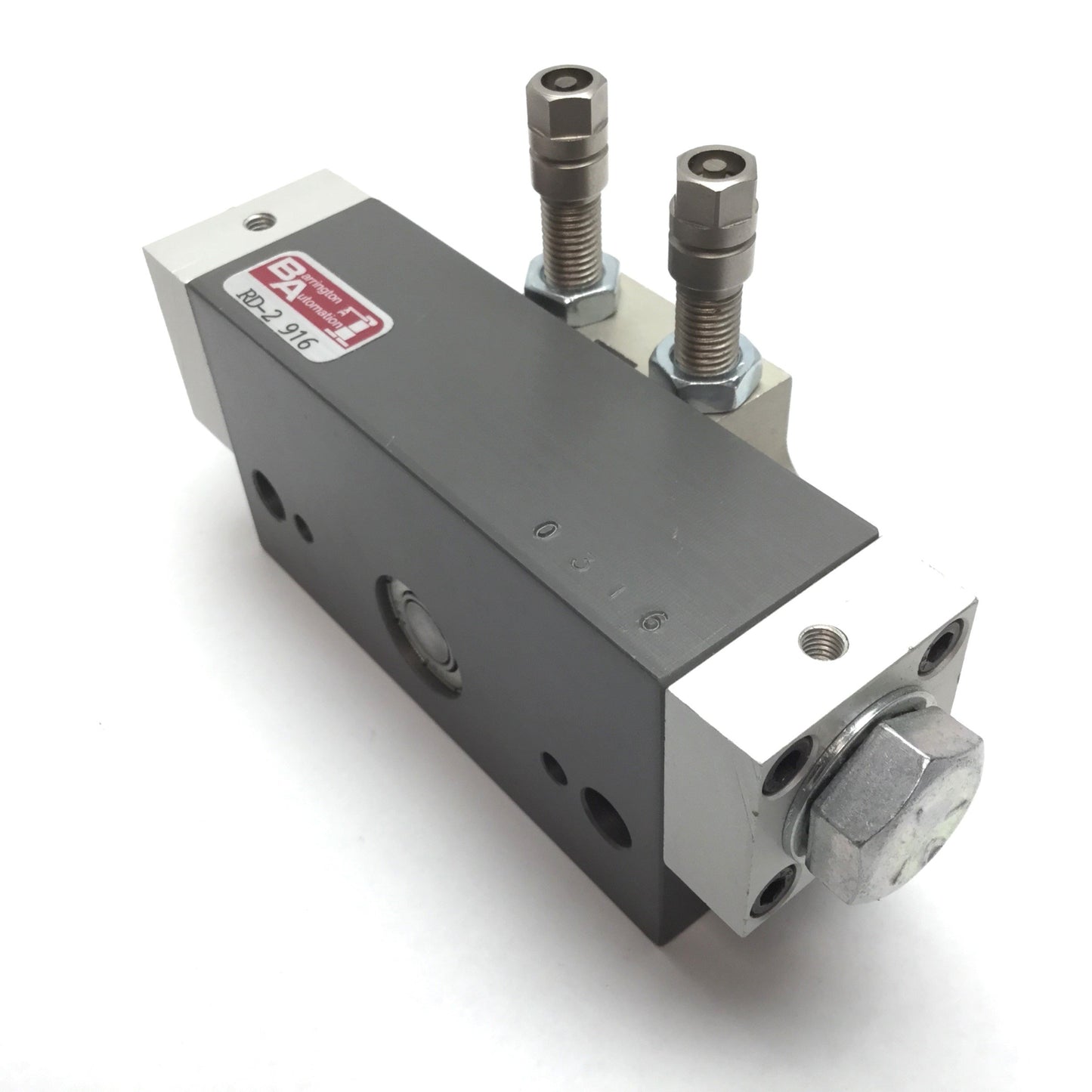 Used Barrington Automation RD-2 916 Rotary Drive Actuator, Range: 0-180°, Bore: 0.75"