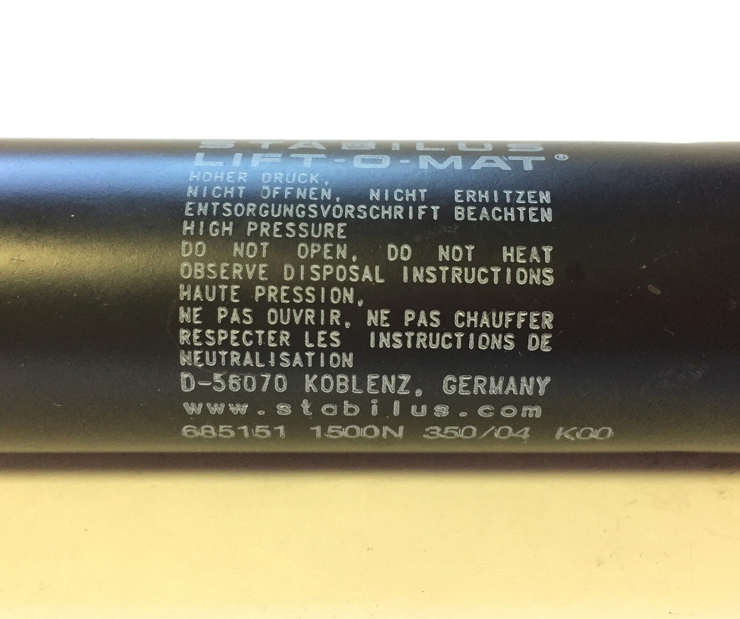 Used Stabilus Lift-O-Mat 685151 Gas Spring Shock Strut, Force: 1500N, Stroke: 40 mm