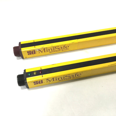 Used STI Minisafe MS4328BR Receiver And MS4328BX Transmitter 28" Light Curtain Set