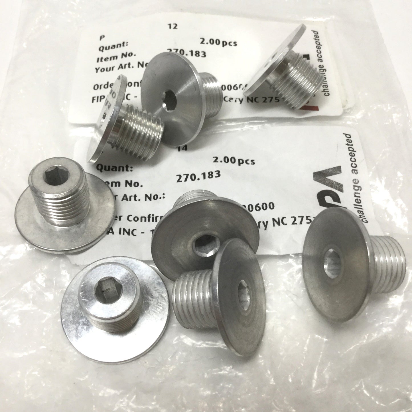 New Lot of 8 FIPA 270.183 Fittings for Bellows Vacuum Suction Cups, G 1/4 Male
