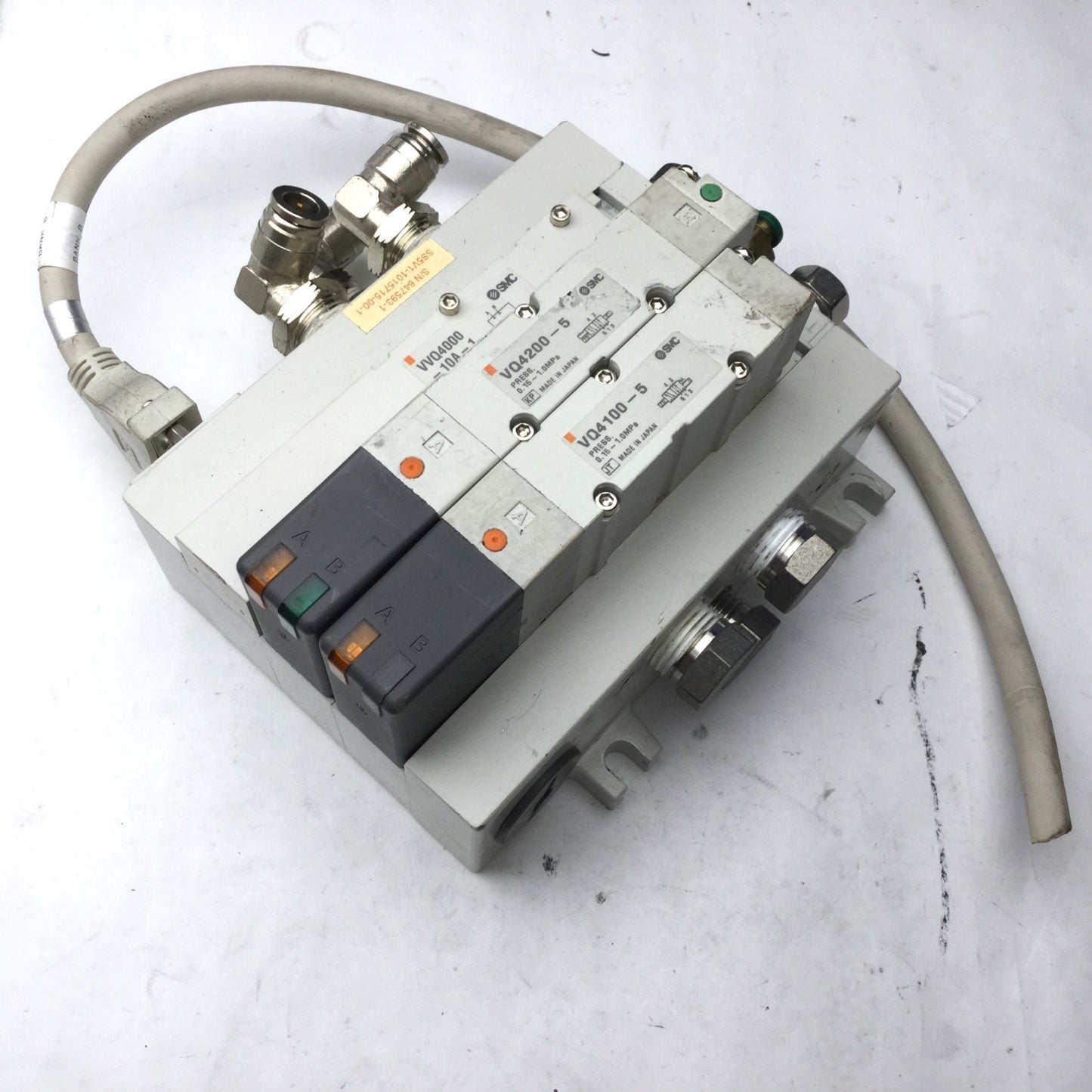 Used Bank of 2 SMC VQ4200-5 & VQ4100-5 Solenoid Valve, 2-Position 5-Port, 24VDC