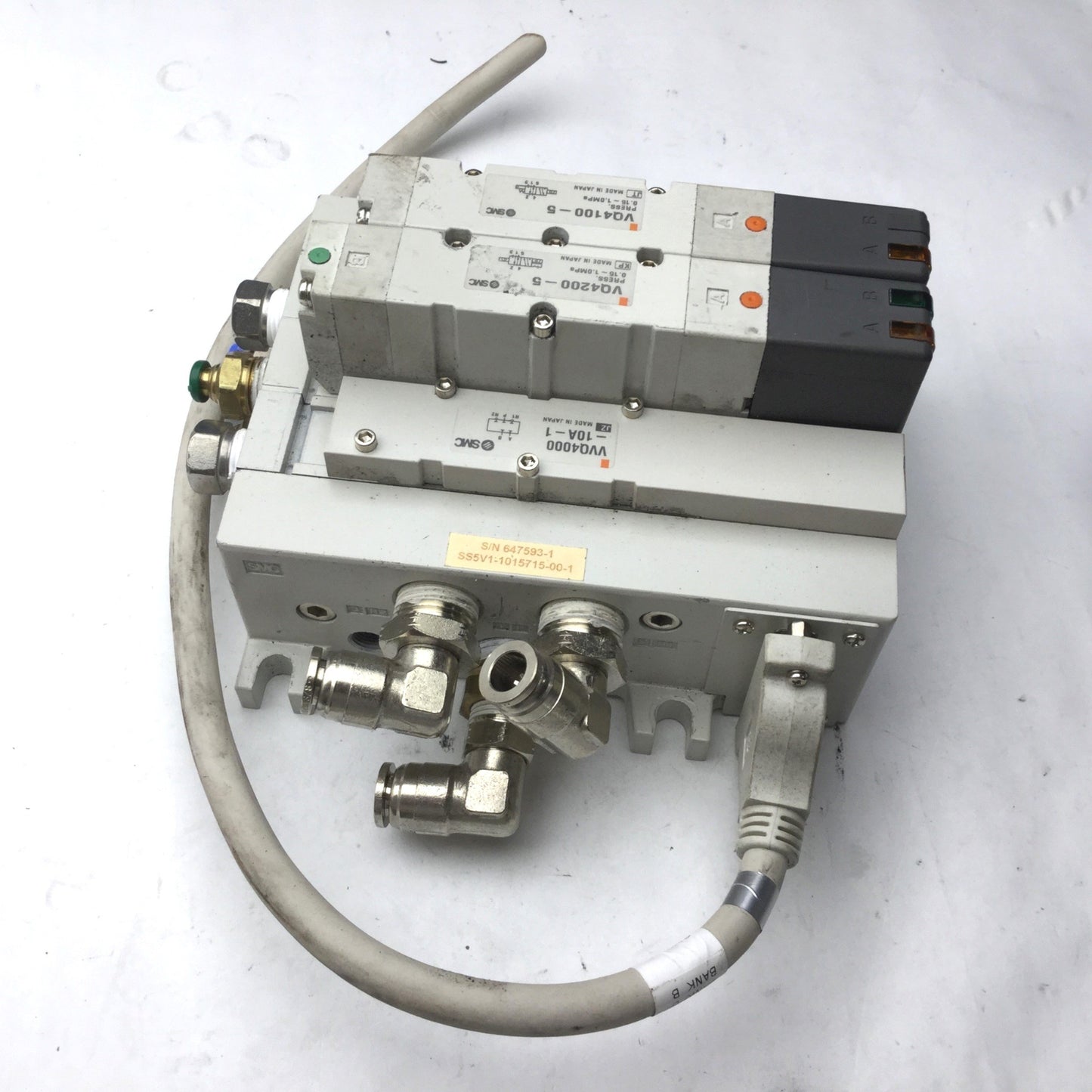 Used Bank of 2 SMC VQ4200-5 & VQ4100-5 Solenoid Valve, 2-Position 5-Port, 24VDC