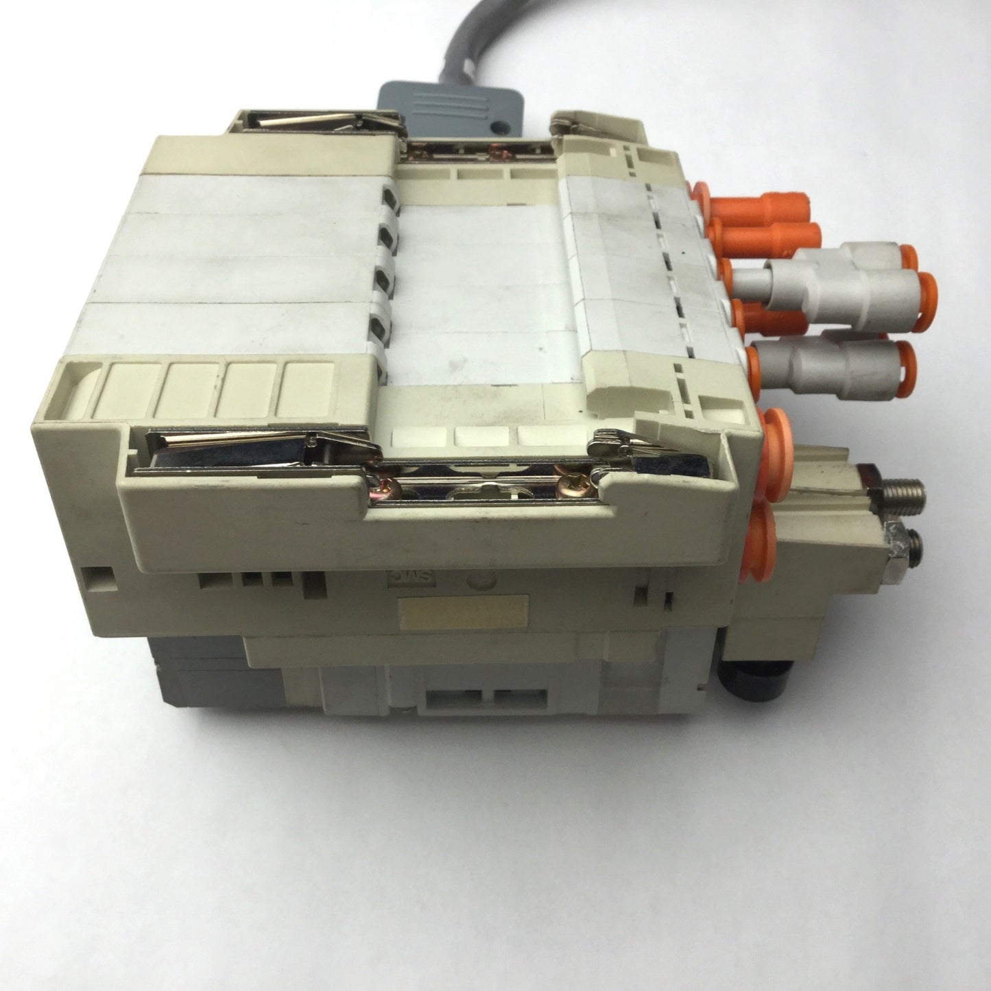 Used Bank of 3 SMC Solenoid Valves, 3x SV2300-5FU, 3-Pos 5-Way, *Bad Connection*